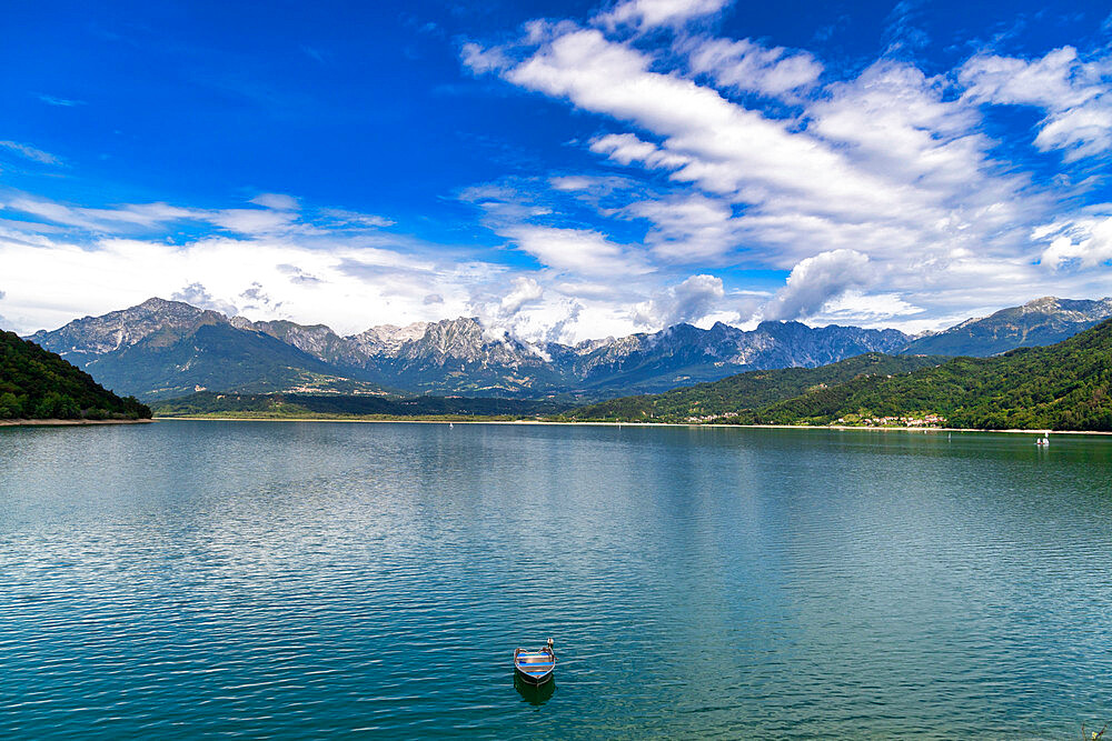 Lake Santa Croce, Alpago, Belluno, Dolomites, Veneto, Italy, Europe