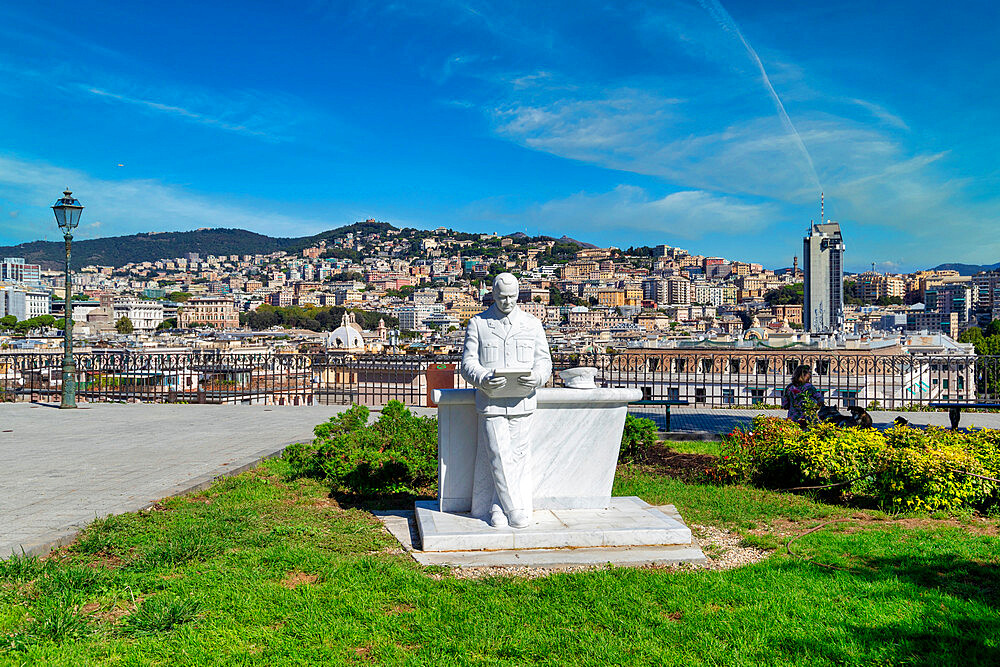 Hanging gardens overlooking the city, Genoa, Liguria, Italy, Europe