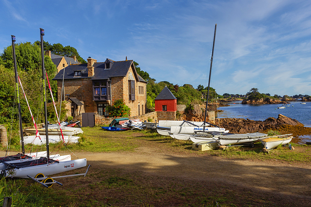 Boats, Ile-de-Brehat, Cotes-d'Armor, Brittany, France, Europe