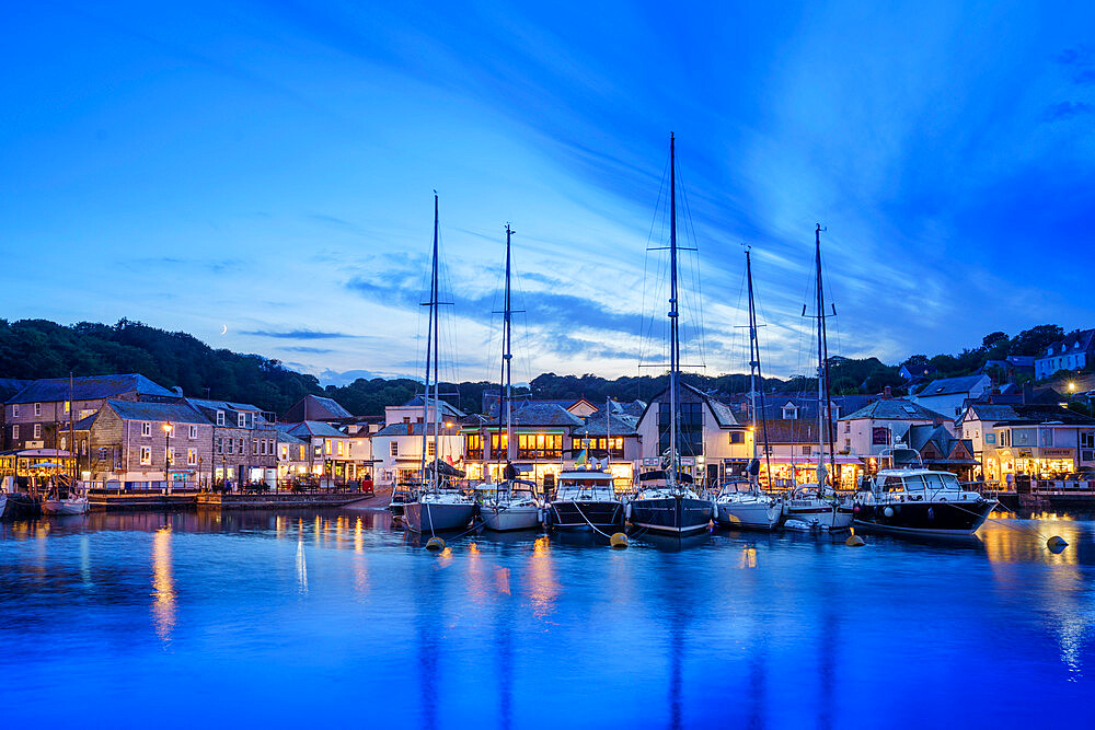 Padstow Harbour, dusk, Cornwall, England, United Kingdom, Europe