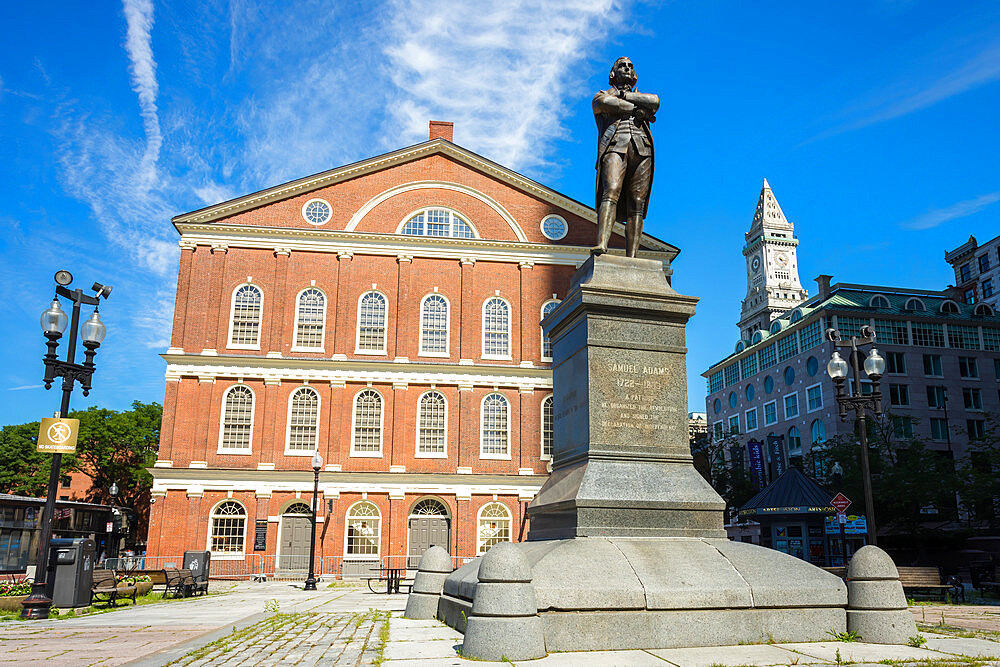 Boston Faneuil Hall with Samuel Adams Statue