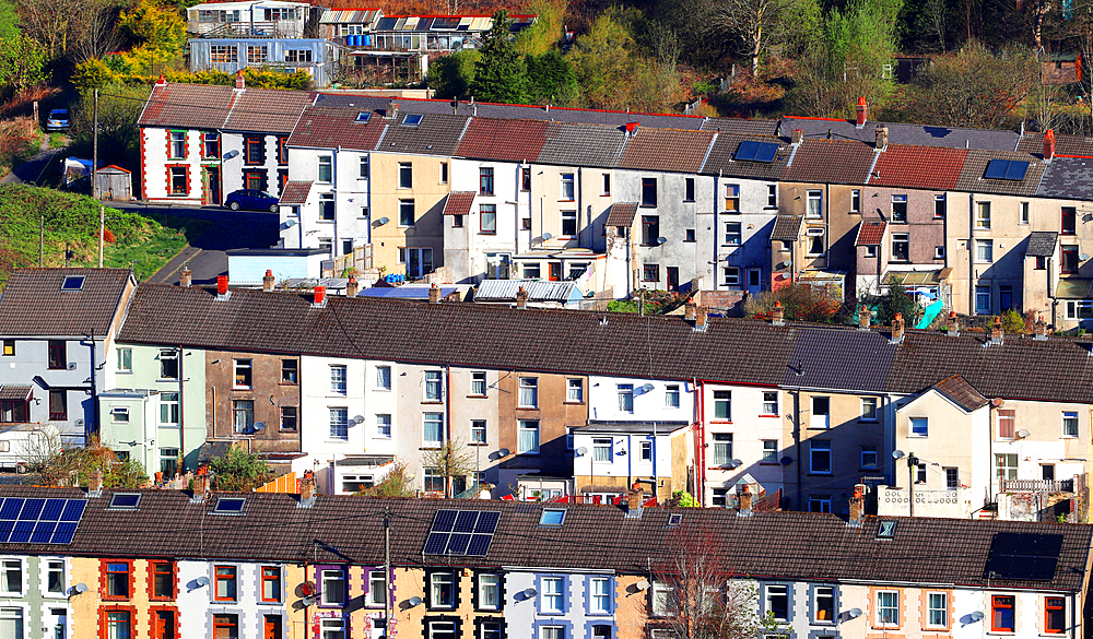 Terraced housing, Treorchy, Rhondda, South Wales