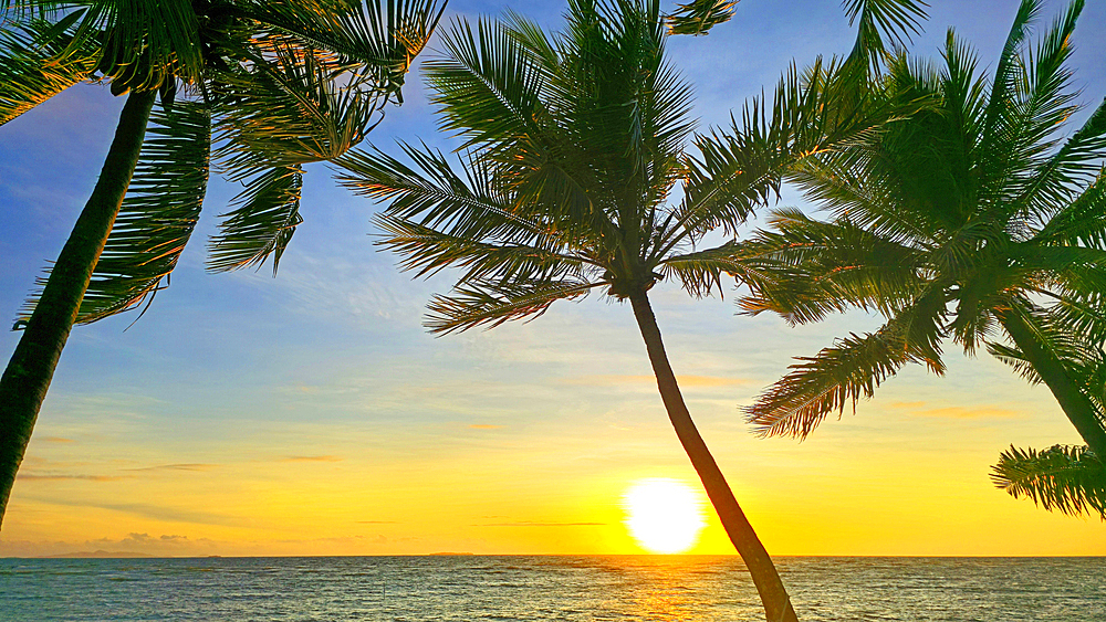 Sunset from First Landing Beach Resort, near Nadi, Viti Levu, Fiji, South Pacific