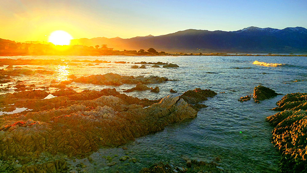 Sunset, Tasman Bay near Nelson, South Island, New Zealand