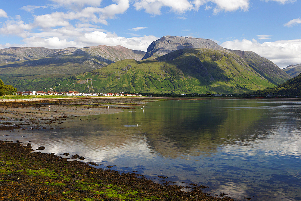 Ben Nevis and Fort William from Corpach, Highlands, Scotland, United Kingdom, Europe