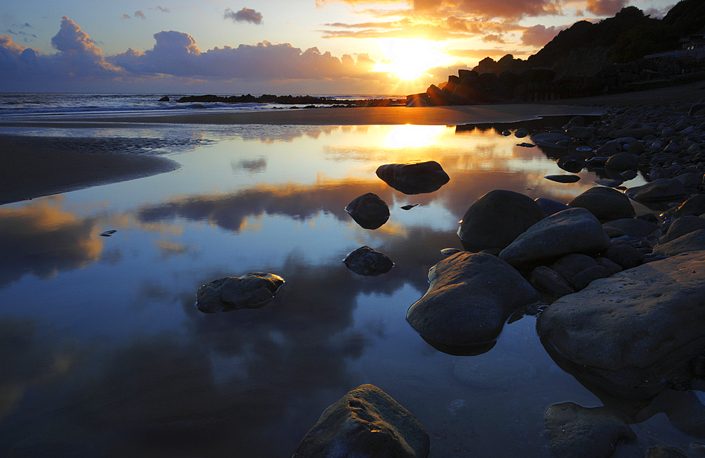 Sunset at Steephill Cove, Ventnor, Isle of Wight, England, United Kingdom, Europe