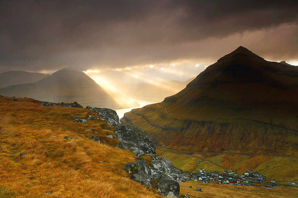 Mountains at Funningur, Eysturoy, Faroe Islands, Denmark, Europe