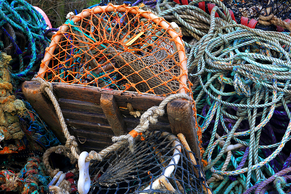 Lobster pots, Craster, Northumberland, England, United Kingdom, Europe