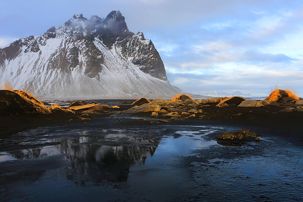 Vestrahorn Mountain and Stokksnes beach, south east Iceland, Polar Regions