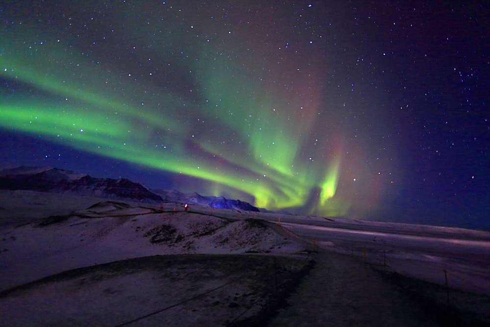 Aurora Borealis (Northern Lights), from Jokulsarlon Glacier Lagoon, Vatnajokull National Park, southern Iceland, Polar Regions