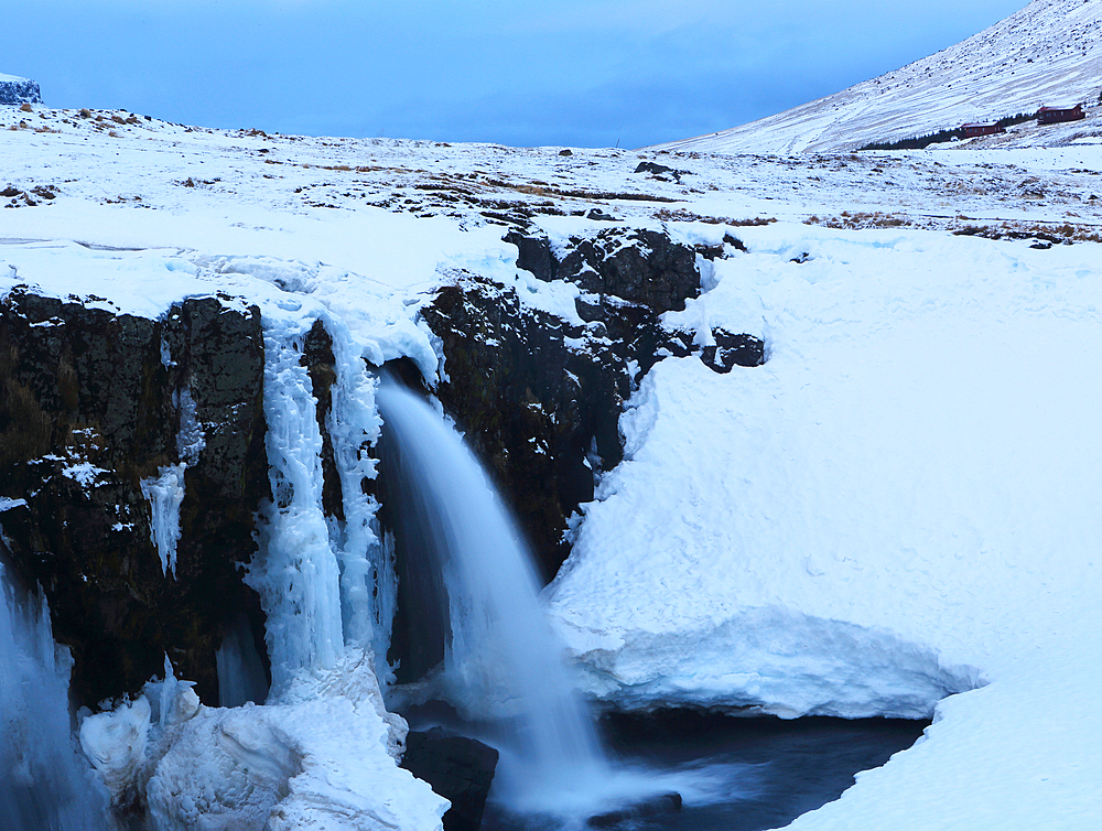 Waterfalls near Kirkjufell Mountain, Snaefellsnes Peninsula, western Iceland, Polar Regions