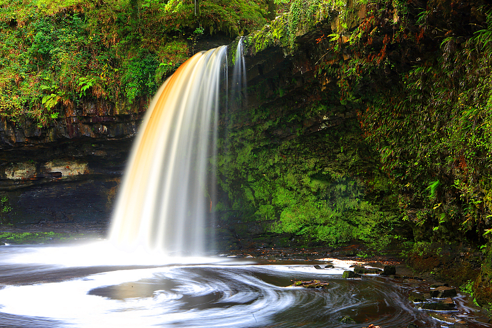 Sgwd Gwladys waterfall, Pyrddin Gorge, Pontneddfechan, Neath Valley, South Wales, United Kingdom, Europe