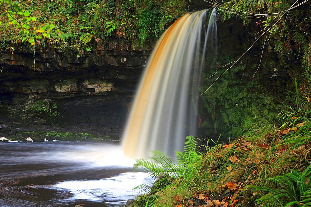 Sgwd Gwladys waterfall, Pyrddin Gorge, Pontneddfechan, Neath Valley, South Wales, United Kingdom, Europe