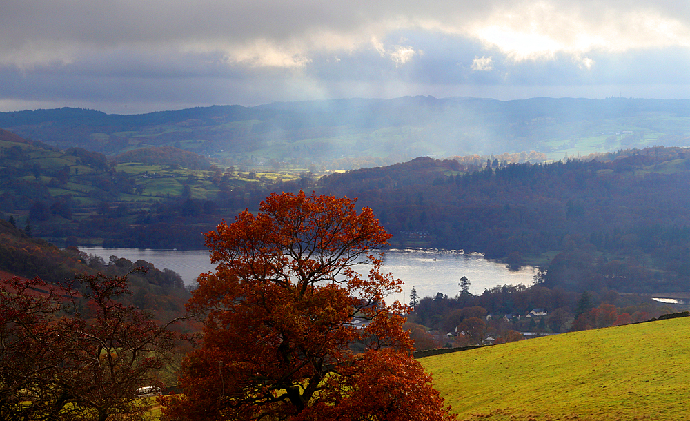 Windermere from Kirkstone Pass, Lake District National Park, UNESCO World Heritage Site, Cumbria, England, United Kingdom, Europe