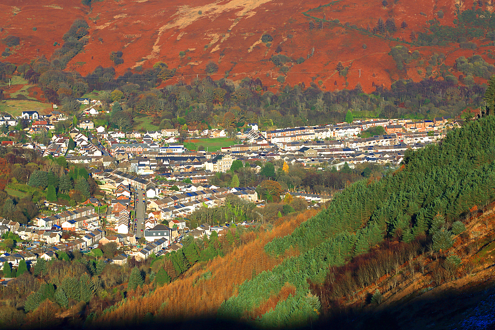 Treorchy from the Bwylch, Rhondda Valley, South Wales