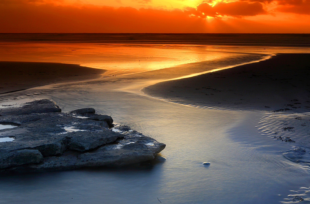 Sand reflections at sunset, Dunraven Bay, Southerndown, South Wales