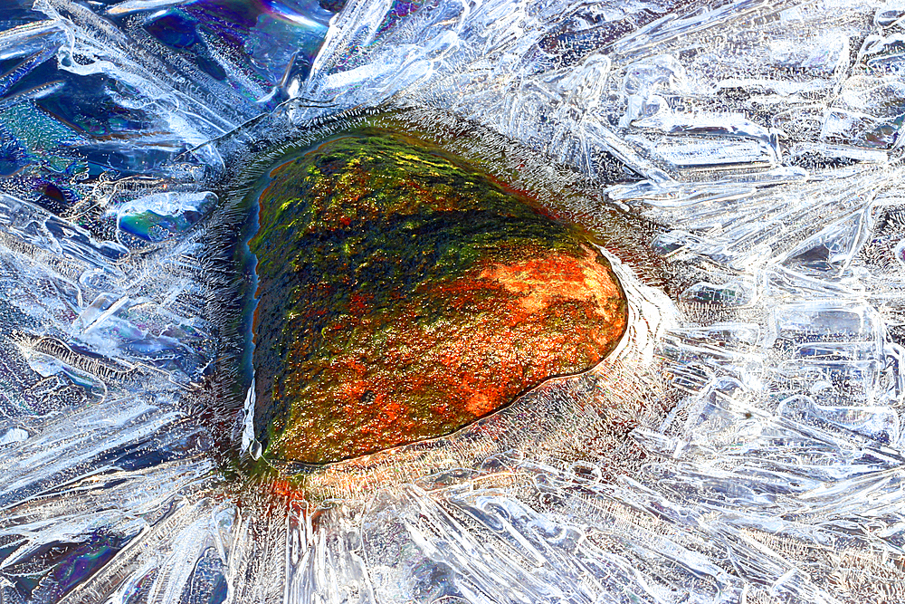 Ice detail, River Etive, Rannoch Moor, Highland, Scotland