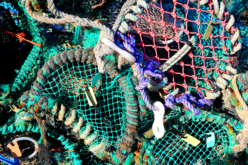 Lobster pots, Lindisfarne, Holy Island, Northumberland, England