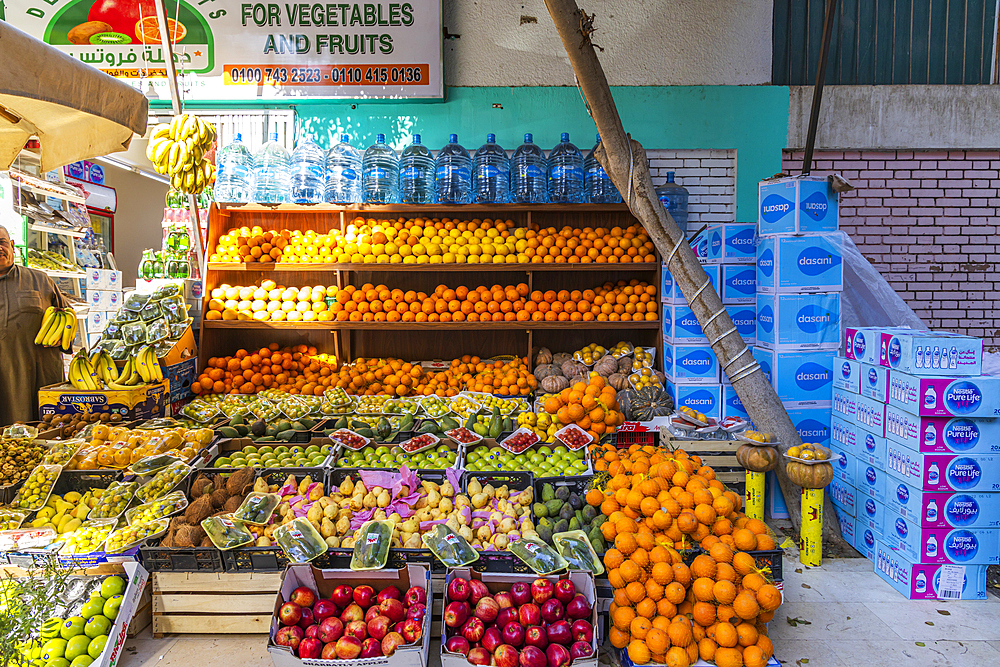 Cairo, Egypt. February 11, 2022. Fresh fruit at a small market in Cairo.