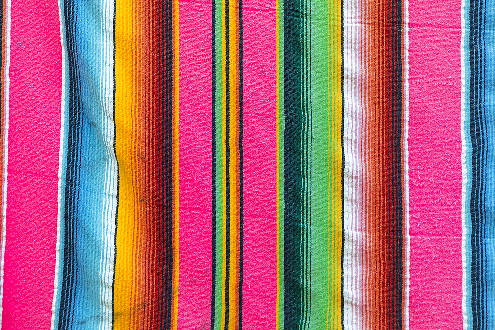 Loreto, Baja California Sur, Mexico. Colorful traditional blanket in Baja, Mexico.