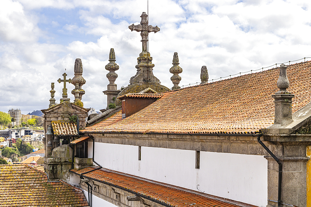 Europe, Portugal, Porto. Crosses on the Misericordia Church in Porto.