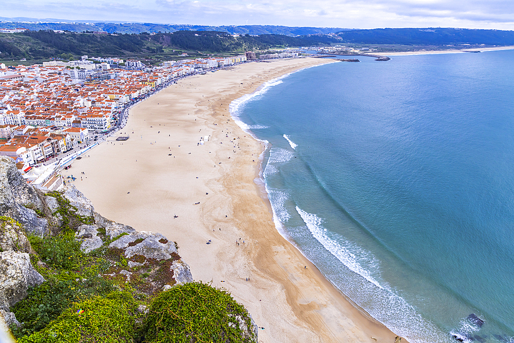 Europe, Portugal, Nazare. The baach of Nazare, Praia de Nazare, a famous surfing destination.