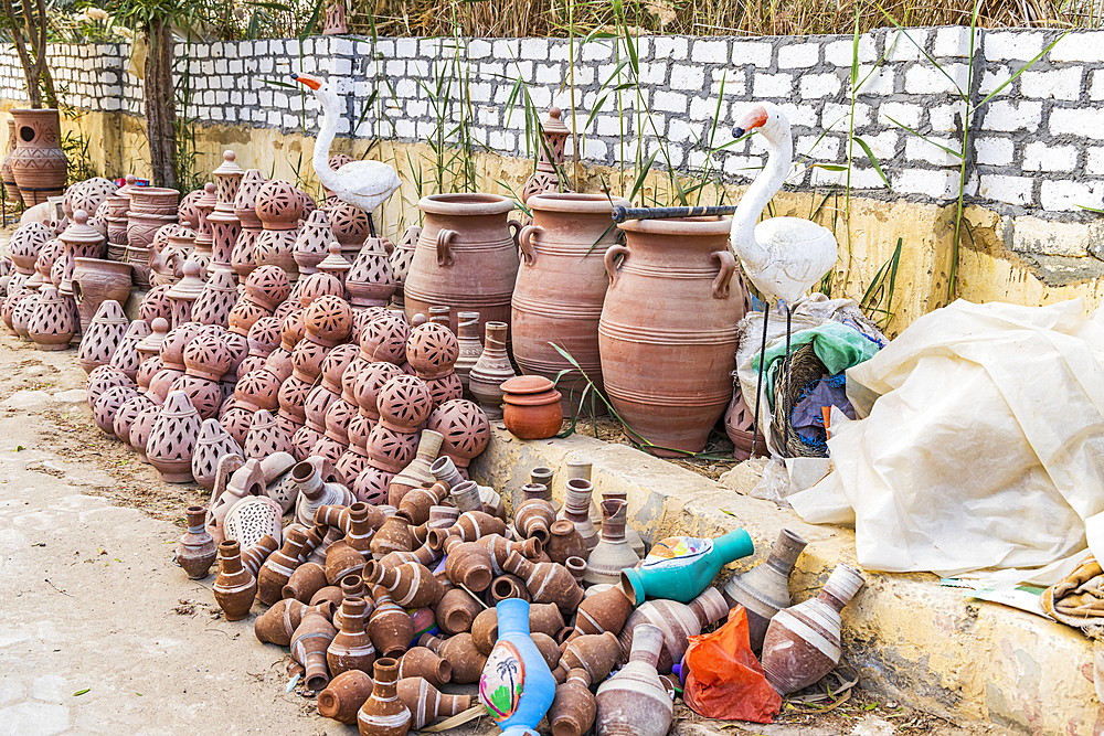 Faiyum, Egypt. February 19, 2022. Ceramics displayed for sale in the village of Faiyum.