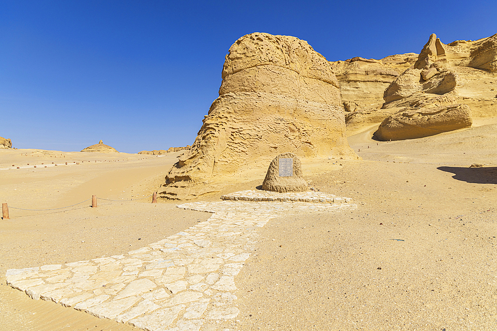 Wadi al Hitan, Faiyum, Egypt. February 20, 2022. Eroded cliffs at Wadi el-Hitan paleontological site.