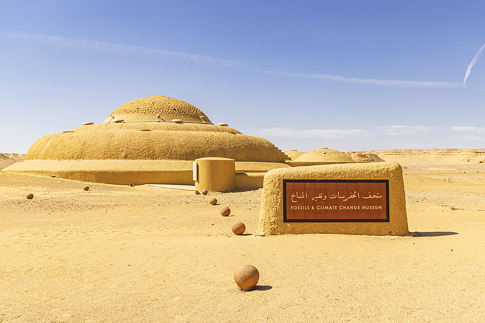 Wadi al Hitan, Faiyum, Egypt. February 20, 2022. Fossil and climate change museum at Wadi el-Hitan paleontological site.