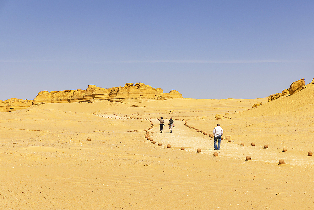 Wadi al Hitan, Faiyum, Egypt. February 20, 2022. Walking trail to fossils at Wadi el-Hitan paleontological site.