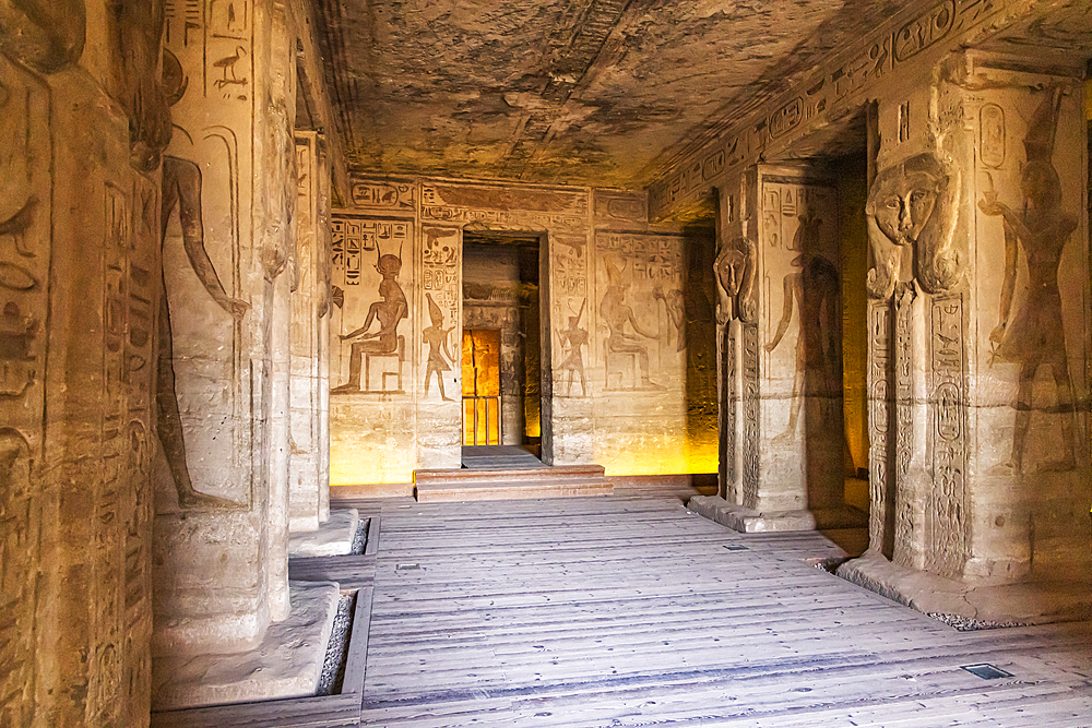 Abu Simbel, Aswan, Egypt. February 22, 2022. Inside the Small Temple of Ramesses II.