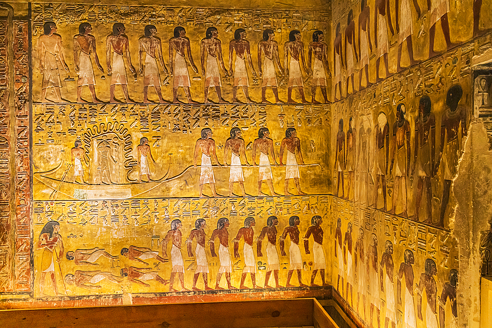 Valley of the Kings, Luxor, Egypt. February 26, 2022. Interior of the Tombs of Ramses VI in the Valley of the Kings at Luxor.