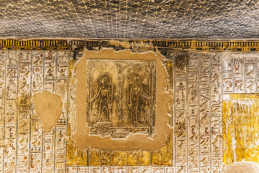 Valley of the Kings, Luxor, Egypt. February 26, 2022. Interior of the Tombs of Ramses VI in the Valley of the Kings at Luxor.