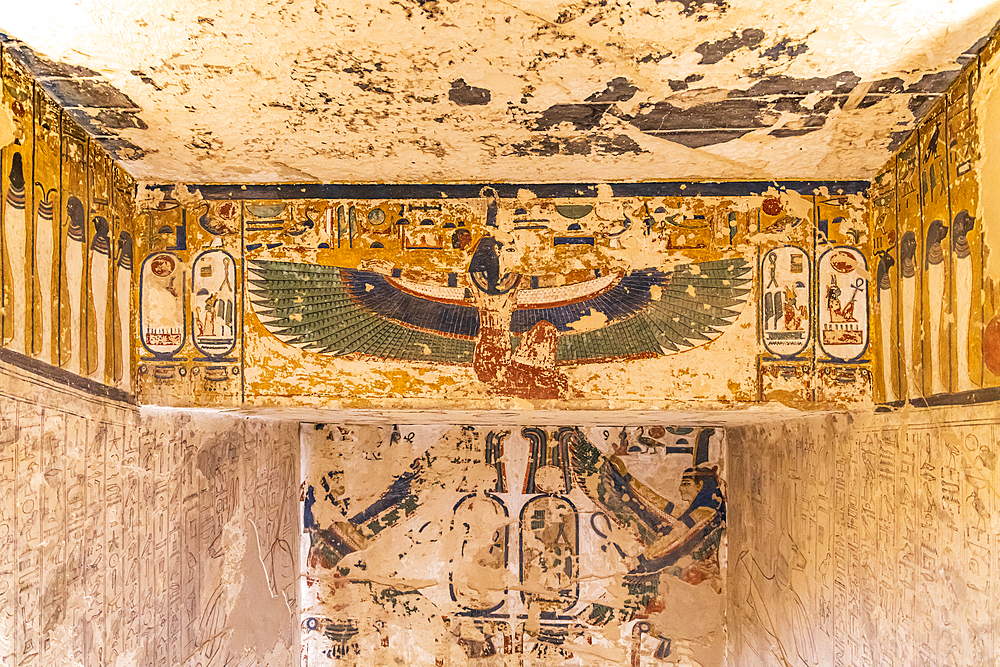 Valley of the Kings, Luxor, Egypt. February 26, 2022. Interior of the Tombs of Ramses VI in the Valley of the Kings at Luxor.