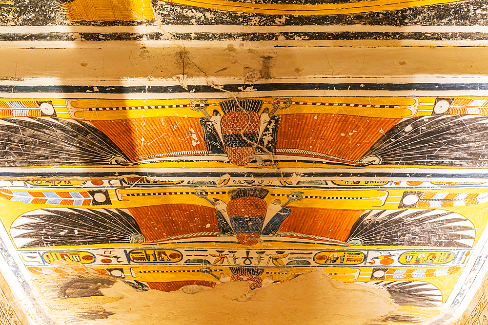 Valley of the Kings, Luxor, Egypt. February 26, 2022. Interior of the Tombs of Ramses VI in the Valley of the Kings at Luxor.