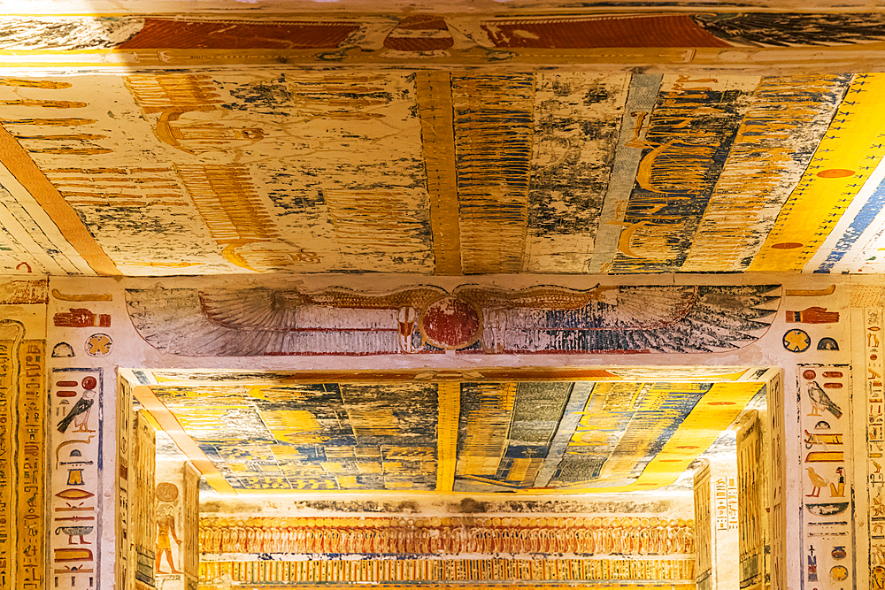 Valley of the Kings, Luxor, Egypt. February 26, 2022. Interior of the Tombs of Ramses VI in the Valley of the Kings at Luxor.