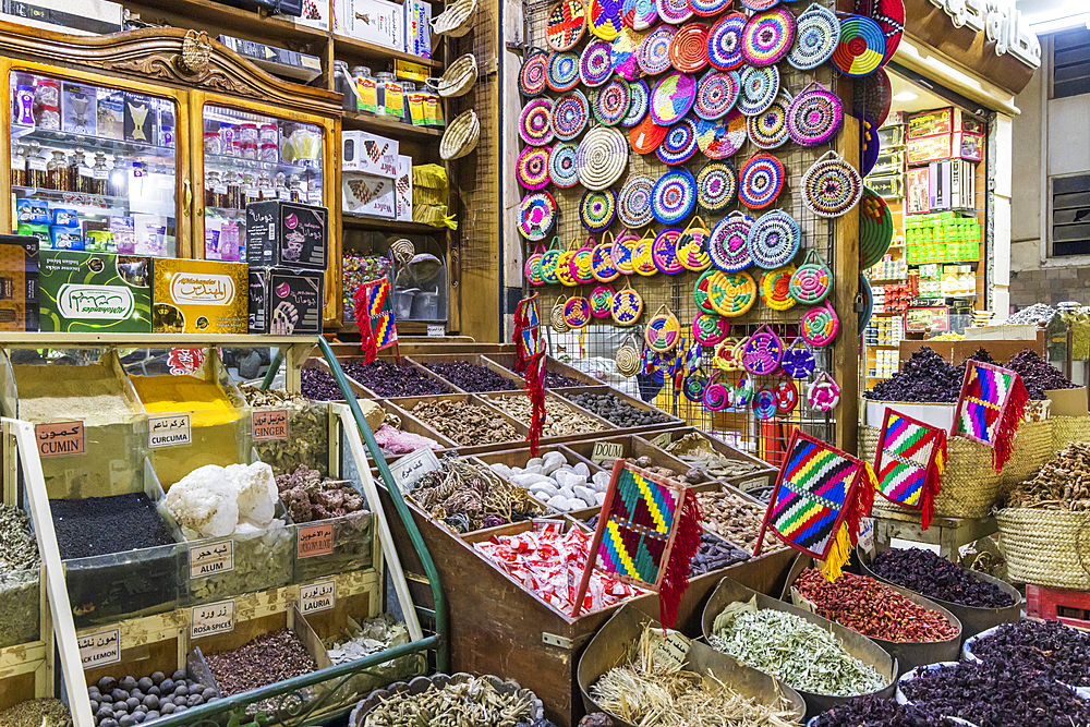 Luxor, Egypt. February 23, 2022. Market selling herbs and spices in Luxor.