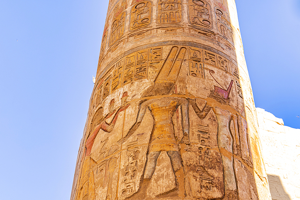 Karnak, Luxor, Egypt. Columns of the Great Hypostyle Hall at the Karnak Temple complex in Luxor.