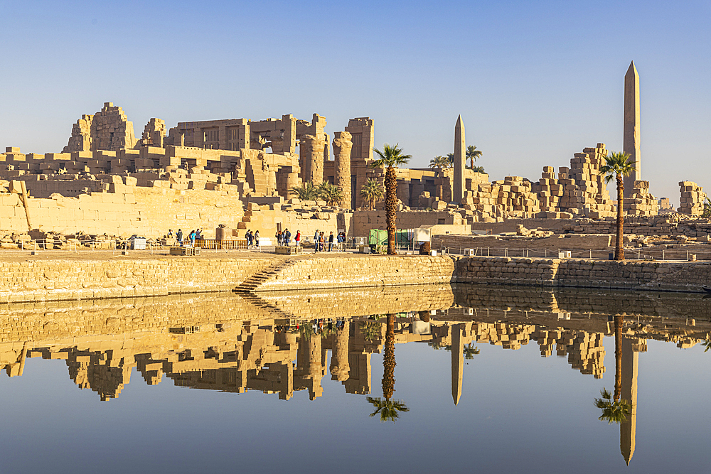 Karnak, Luxor, Egypt. The Sacred Lake at the Karnak Temple complex in Luxor.