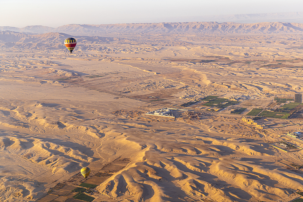 Luxor, Egypt. View from a hot air balloon in Luxor.