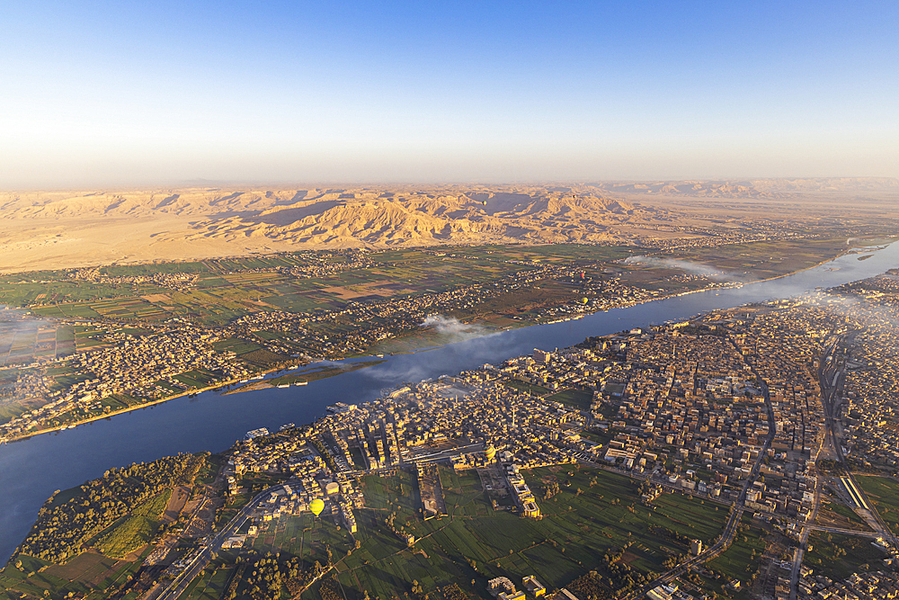 Luxor, Egypt. View from a hot air balloon in Luxor.