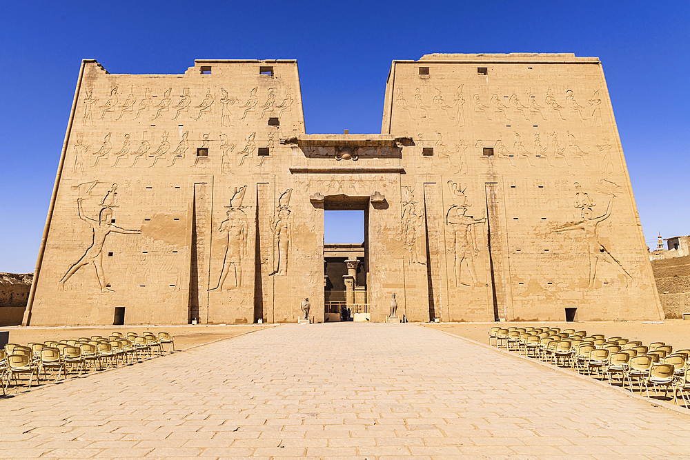 Edfu, Aswan, Egypt. Exterior of the Temple of Horus at Edfu.