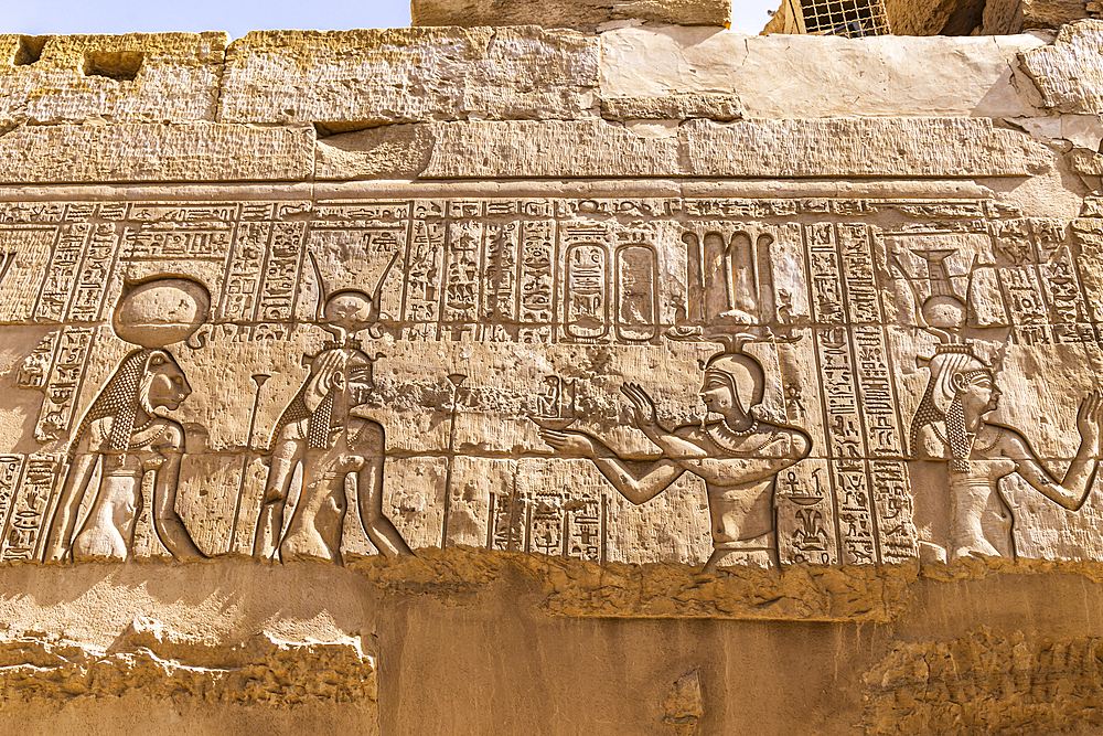 Kom Ombo, Aswan, Egypt. Carved mural at the Kom Ombo temple.