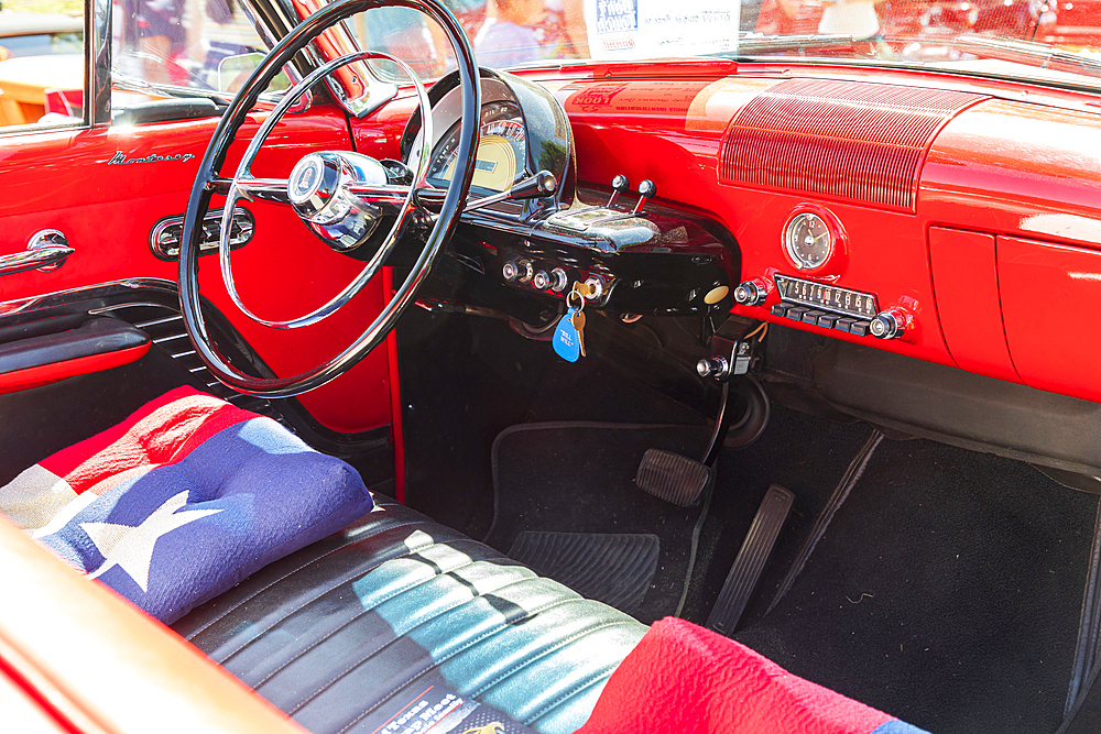 Marble Falls, Texas, USA. April 10, 2021. Interior of a vintage Mercury Monterey.