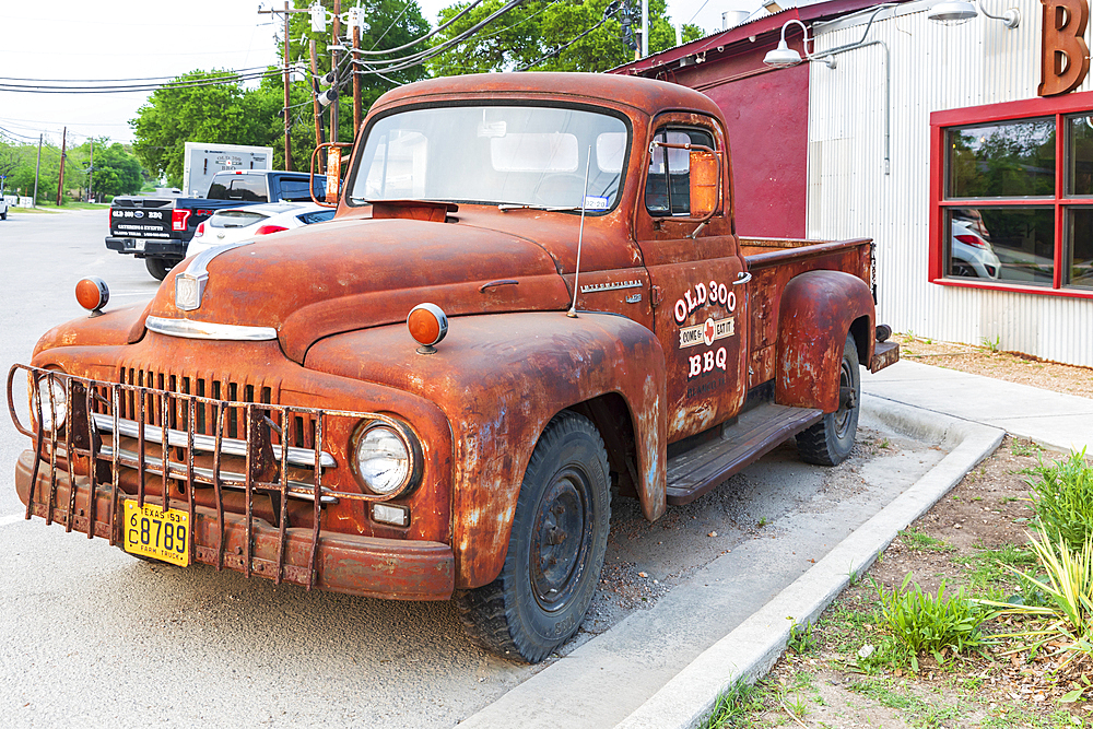 Blanco, Texas, USA. April 14, 2021. Rusted vintage pickup truck in Texas.