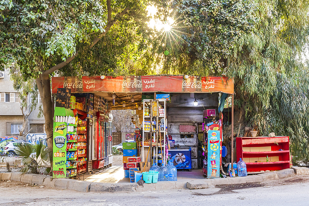 Old Cairo, Cairo, Egypt. February 11, 2022. A small market on a street in Old Cairo.