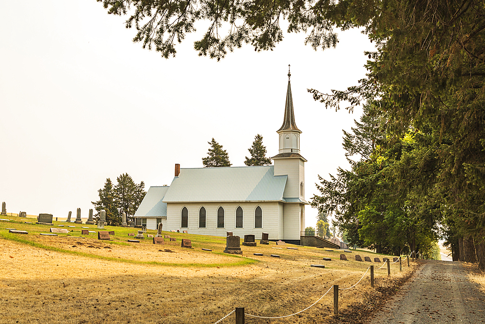 USA, Idaho, Genesse Valley. September 8, 2021. The Genesse Valley Lutheran Church.