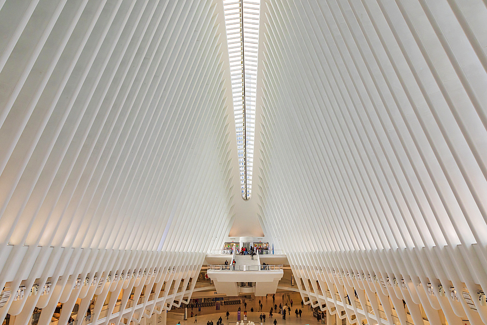 Manhattan, New York City, New York, USA. November 3, 2021. Interior view of the Oculus at One World Trade Center.