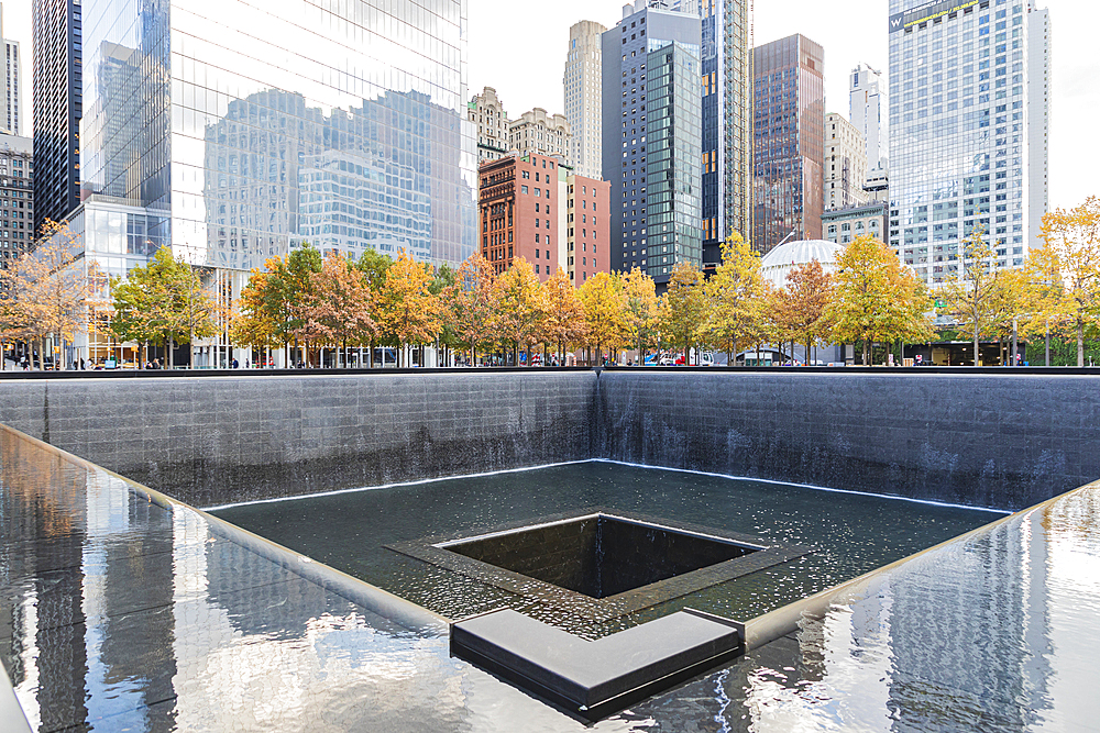 Manhattan, New York City, New York, USA. November 3, 2021. White rose at the 9/11 Memorial in Lower Manhattan.