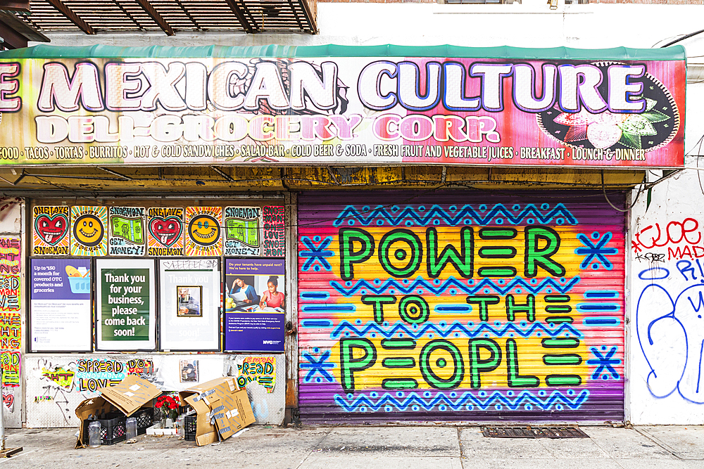 Washington Heights, Manhattan, New York City, New York, USA. November 4, 2021. Mexican deli and grocery store in Washington Heights.